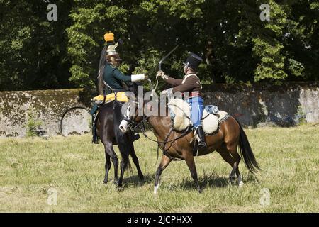 Prima rievocazione dell'Impero Francia Napoleone Bonaparte Armata cavalleria militare Foto Stock
