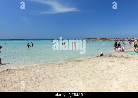 La famosa spiaggia di Elafonissi, Creta, Grecia Foto Stock