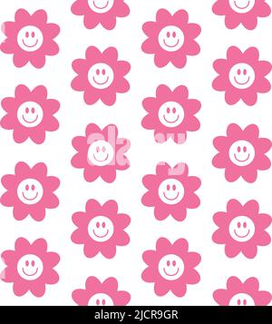 Motivo vettoriale senza giunture di fiore con faccia Illustrazione Vettoriale
