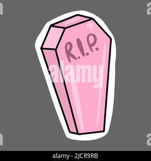 Adesivo Vector cute Halloween. Divertente bara rosa. Illustrazione Vettoriale