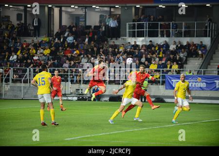 Giocatori del Montenegro durante la partita della Lega delle Nazioni UEFA tra Romania e Montenegro , 14.06.2022, Stadion Giulesti , Bucarest , Cristi Stavri Foto Stock