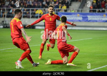 Stefan Mugoša #9 durante la partita della UEFA Nations League tra Romania e Montenegro , 14.06.2022, Stadion Giulesti , Bucarest , Cristi Stavri Foto Stock