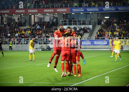 Giocatori del Montenegro durante la partita della Lega delle Nazioni UEFA tra Romania e Montenegro , 14.06.2022, Stadion Giulesti , Bucarest , Cristi Stavri Foto Stock