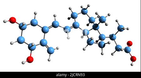 3D immagine della formula scheletrica dell'acido calcitroico - struttura chimica molecolare del metabolita isolato su sfondo bianco Foto Stock