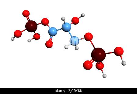 3D immagine di 1,3-difosfoglicerato formula scheletrica - struttura chimica molecolare di BPG isolato su sfondo bianco Foto Stock