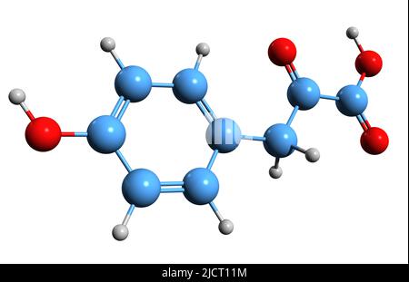 3D immagine di acido 4-idrossifenilpiruvico formula scheletrica - struttura chimica molecolare di 4-HPPA isolato su sfondo bianco Foto Stock