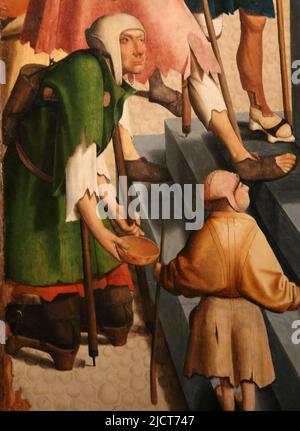 Le sette opere di Misericordia. Maestro di Alkmaa, 1504. Olio sul pannello. Dettaglio di uno dei pannelli. Rijksmuseum. Amsterdam. Paesi Bassi. Foto Stock