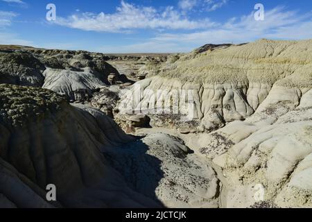 Strane formazioni di arenaria create dall'erosione nell'area di studio Wilderness di Ah-Shi-Sle-Pah nella contea di San Juan vicino alla città di Farmington, New Mexico. Foto Stock