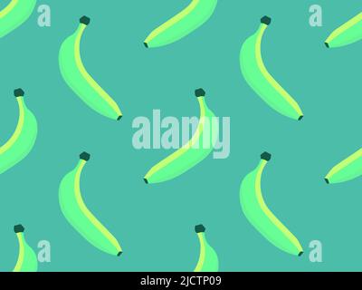 Banane senza cuciture. Banane verdi in stile piatto. Design per la stampa su tessuto, striscioni e carta da imballaggio. Illustrazione vettoriale Illustrazione Vettoriale