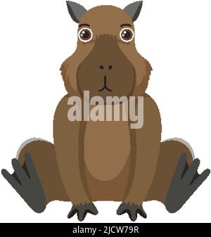 Carino capybara in stile piatto isolato illustrazione Illustrazione Vettoriale