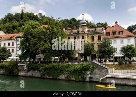 Il fiume Lubiana a Lubiana, capitale della Slovenia. Foto: Christine Olsson / TT / code 10430 Foto Stock