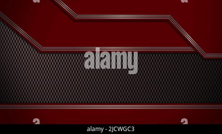 Sfondo astratto con strati sovrapposti, moderno stile di argento, carbonio e rosso scuro combinazione di colori - 3D Illustrazione Foto Stock