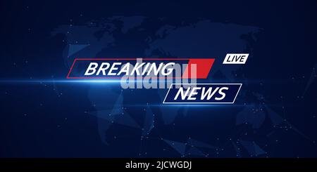 Concetto globale di notizie su business e tecnologia con modello di ultime notizie per TV o podcast. 3D rendering Foto Stock