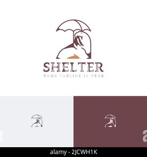 Walrus Animal Shelter ombrello Wildlife Fauna Conservation Logo Illustrazione Vettoriale