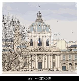 Famoso pont des Arts che attraversa la Senna a Parigi - (ideale per la stampa, poster o carta da parati, decorazione di case) Illustrazione Vettoriale