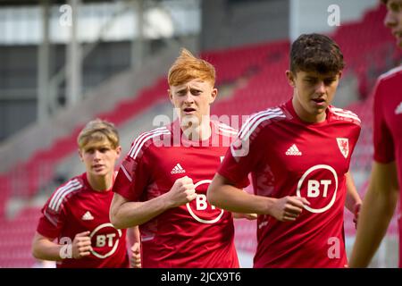 Azione del U21 qualificatore europeo tra Galles e Gibilterra al Parc Y Scarlets di Llanelli Foto Stock