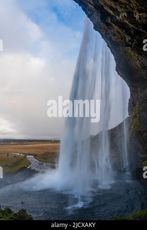 Seljalandsfoss cascata, Islanda, regioni polari Foto Stock