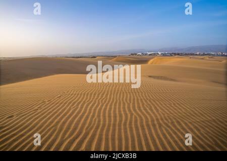 Vista delle sabbie e delle dune di Maspalomas, Gran Canaria, Isole Canarie, Spagna, Atlantico, Europa Foto Stock