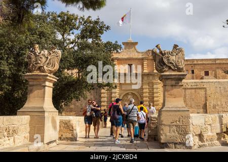 Ingresso alla storica città di Mdina Foto Stock