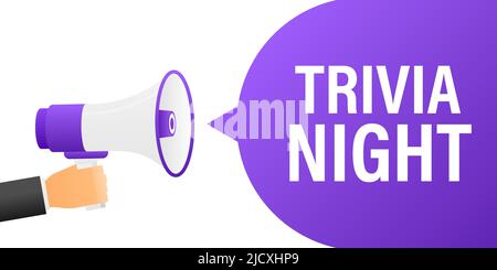 Megaphone in mano con notte di Trivia Illustrazione Vettoriale