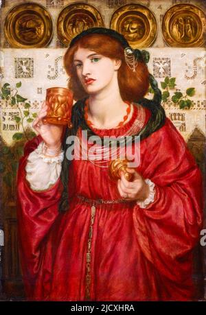 Dante Gabriel Rossetti, la Coppa d'amore, dipinto in olio su pannello, 1867 Foto Stock