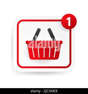 Pulsante Web carrello acquisti su sfondo bianco. Illustrazione Vettoriale