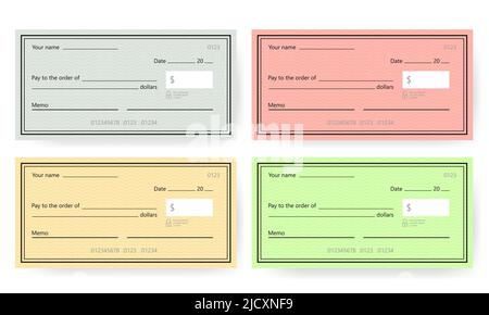 Modello di controllo bianco. Modello assegno bancario. Illustrazione vettoriale. Illustrazione Vettoriale
