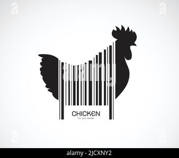 Vettore di pollo sul corpo è un codice a barre. Animali da fattoria. Design di pollo. Illustrazione vettoriale a livelli facilmente modificabile. Illustrazione Vettoriale