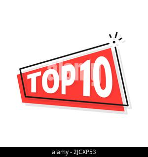 Top 10. Miglior elenco dei dieci su sfondo bianco Illustrazione Vettoriale