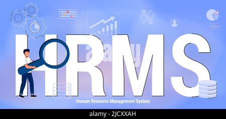 HRMS Human Resource Management System Acronym Business Concept background Vector Illustration Suite di applicazioni software utilizzate per la gestione del reso umano Illustrazione Vettoriale