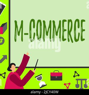 Testo che mostra l'ispirazione M Commerce. Business Concept transazioni commerciali condotte elettronicamente da businessman di telefonia mobile Foto Stock