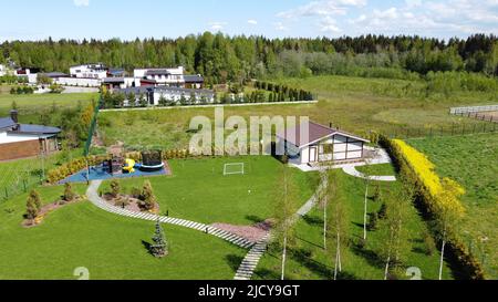 Fotografia aerea di una casa di campagna costosa Foto Stock