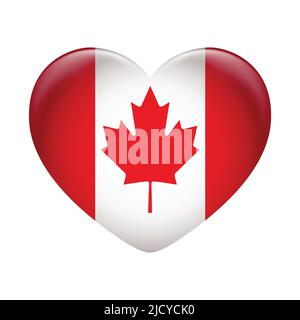 Icona della bandiera del Canada isolata su sfondo bianco. Bandiera del Canada. Icona flag lucida. Illustrazione Vettoriale