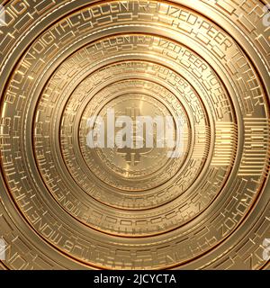 sfondo oro di moneta bitcoin. 3d rendering Foto Stock