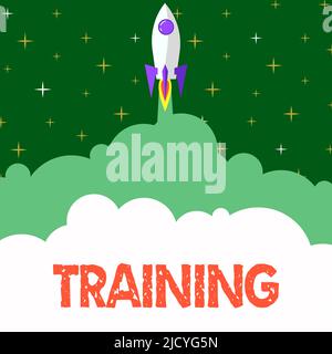 Didascalia di testo Presentazione della formazione, vetrina aziendale si è verificata un'attività all'avvio di un nuovo progetto di lavoro o di una nave da razzo di lavoro che lancia Fast Straight U. Foto Stock