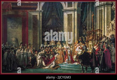 INCORONAZIONE NAPOLEONE incoronazione dell'imperatore Napoleone i e incoronazione dell'imperatrice Josephine nella Notre-Dame de Paris, 2 dicembre 1804 Sacre de l'empereur Napoléon Ier et couronnement de l'impératrice Joséphine dans la cathédrale Notre-Dame de Paris, le 2 décembre 1804. Joséphine si inginocchia prima di Napoléon durante la sua incoronazione a Notre Dame. Dietro di lui siede Papa Pio VII. Tra il 1805 e il 1807 olio su tela Firma in basso a destra: L.David F.ebat [Louis David ha fatto questo] Jacques-Louis David (30 agosto 1748 – 29 dicembre 1825) Foto Stock