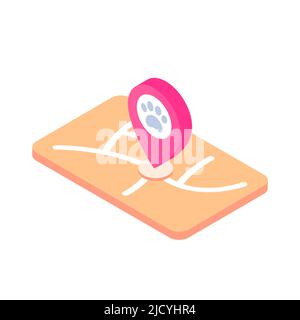 icona posizione pet, design isometrico Illustrazione Vettoriale