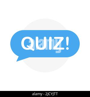 Quiz. Adesivo per i contenuti dei social media. Cerca buuble Quiz! Illustrazione Vettoriale