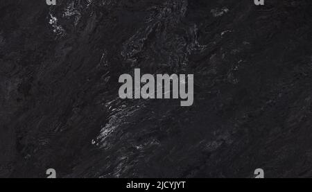 Marmo bianco e nero con motivo curly grigio e nero nelle vene. Abstract texture e background. 2D illustrazione Foto Stock