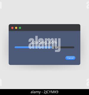 Finestra di caricamento dati con barra di avanzamento. Illustrazione Vettoriale