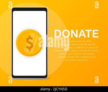 Donate Money to Charity Concept Vector Illustration. Illustrazione Vettoriale