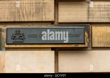 High Court of justiciary è un tribunale situato in High Street, Royal Mile, Edimburgo, Scozia, Regno Unito Foto Stock