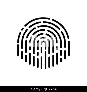 Icona ID app. Immagine vettoriale delle impronte digitali in stile piatto. Illustrazione Vettoriale