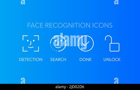 Riconoscimento facciale, grande design per qualsiasi scopo. Vettore icona di protezione. Protezione personale. Illustrazione Vettoriale