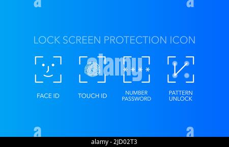 Icona di protezione schermata di blocco. Protezione dello schermo di blocco per il design delle app mobili. Illustrazione Vettoriale