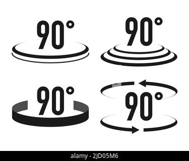 Set di icone di visualizzazione a 90 gradi in stile diverso. Illustrazione vettoriale. Illustrazione Vettoriale