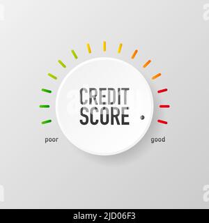 Pulsante del segno di credito che punta basso e alto. Illustrazione vettoriale. Illustrazione Vettoriale