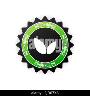 Nessun ormone, nessun antibiotico verde timbro di gomma su sfondo bianco. Oggetto realistico. Illustrazione vettoriale. Illustrazione Vettoriale