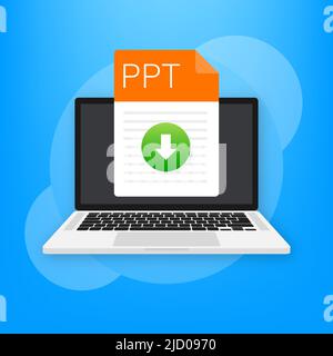 Icona del file PPT. Tipo di documento foglio di calcolo. Illustrazione grafica dal design moderno e piatto. Icona Vector PPT (PPT vettore). Illustrazione Vettoriale