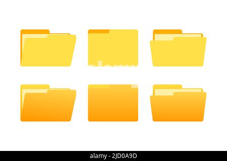 Icona realistica cartella gialla. Vettore realistico. Illustrazione vettoriale isolata. Icona del documento. Illustrazione Vettoriale